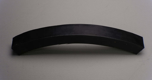 View of MOR rubber conveyor belt with black top and bottom, 1" thickness, showing both sides.