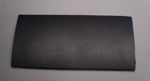 Front side view of MOR rubber conveyor belt with 3/8 inch thickness, black color, top and bottom rubber.