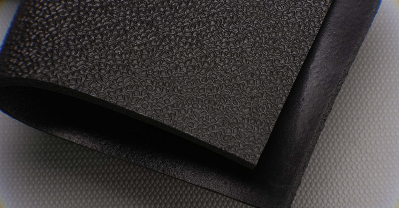 Black top surface of rubber conveyor belt with 3/8 inch thickness