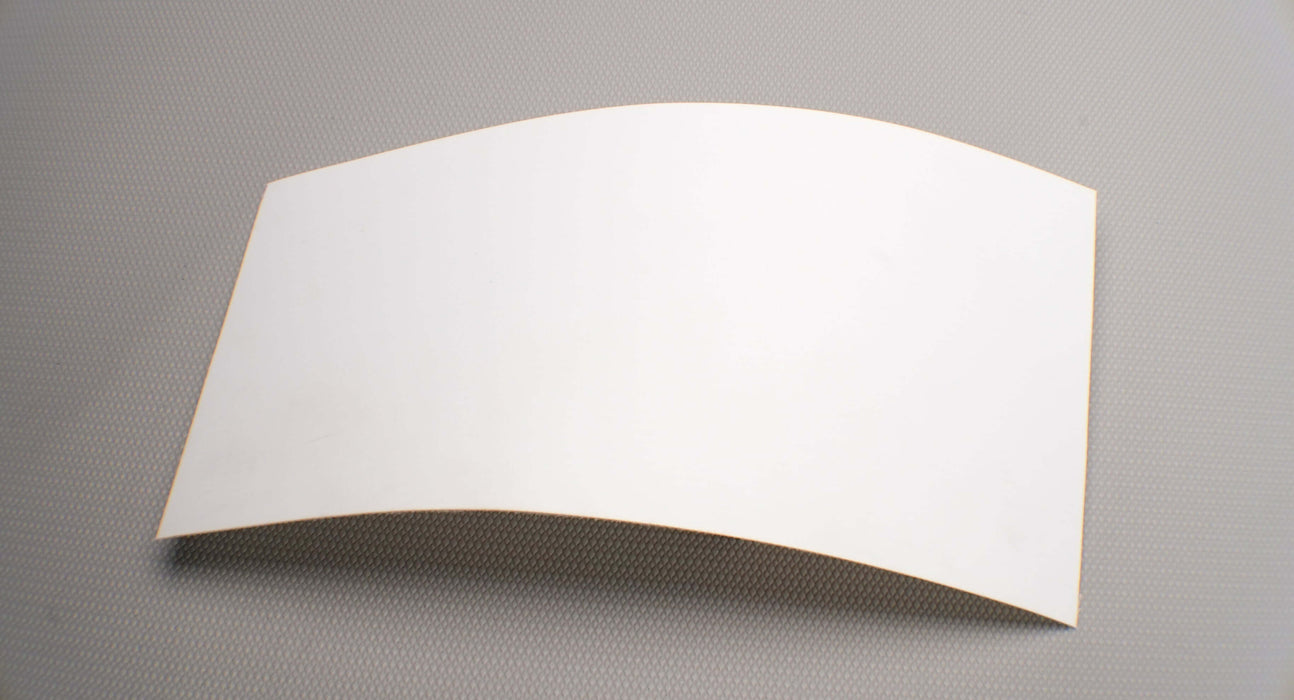 Top front view of the white PU monofilament conveyor belt, featuring a mat surface, 0.6mm thickness.