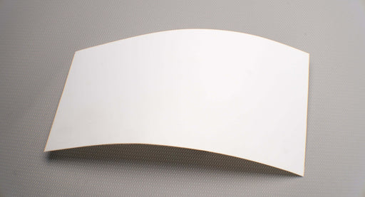 Top front view of the white PU monofilament conveyor belt, featuring a mat surface, 0.6mm thickness.