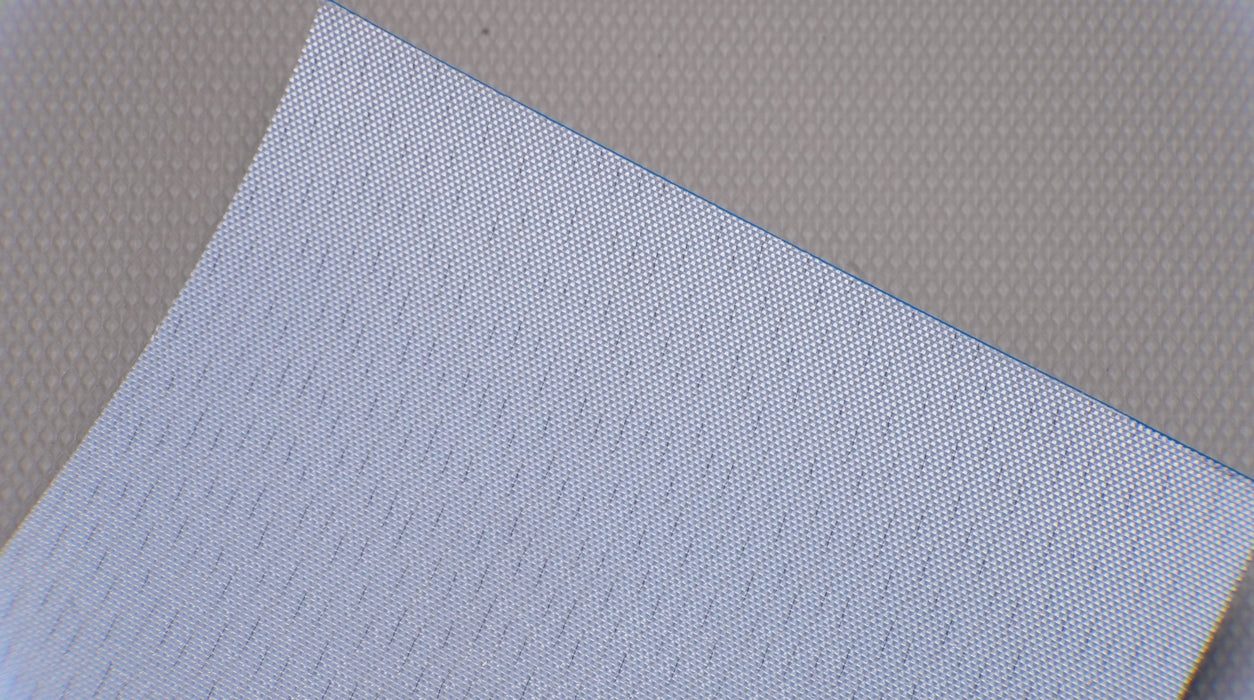 Back bottom view showing the white fabric side of the PU monofilament conveyor belt, 1mm thickness.