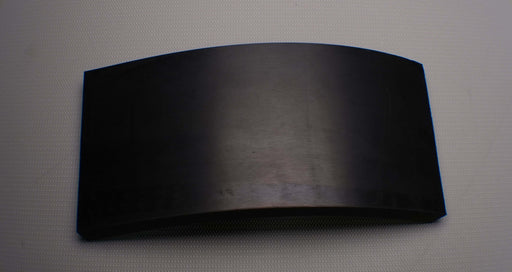 Front and top view of skirtboard rubber conveyor belt, 3/4" thickness, black color, smooth top and bottom surfaces, durometer 55-75, tensile 1650 psi.