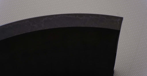 Side view of skirtboard rubber conveyor belt highlighting 3/4" thickness, black color, smooth surfaces, durometer 55-75, tensile 1650 psi.