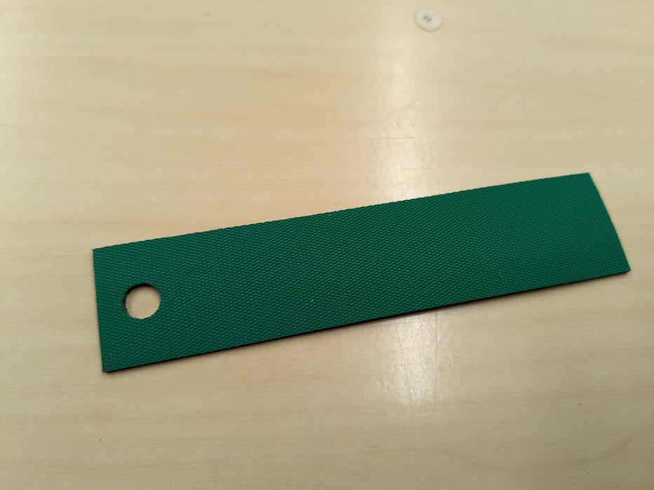 NC nylon conveyor belt with green diamond surfacing top and black diamond surfacing bottom, 1.4mm thickness.