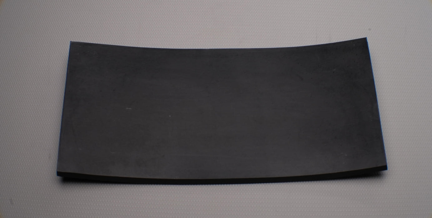 Back side view of MOR rubber conveyor belt with 3/4 inch thickness, black color, top and bottom rubber.