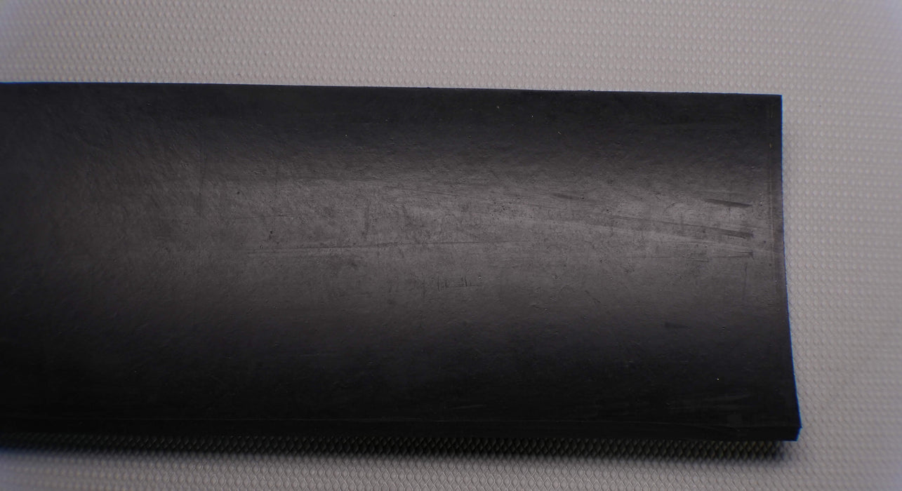 Back side view of MOR rubber conveyor belt with 1/4 inch thickness, black color, top and bottom rubber.