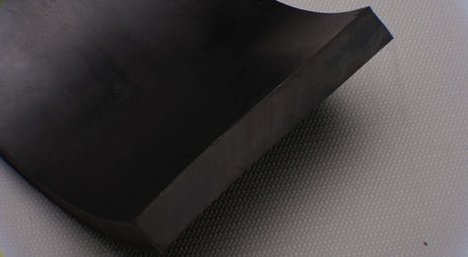Back side view of MOR rubber conveyor belt with 3/4 inch thickness, black color, top and bottom rubber.