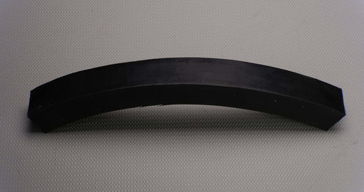 View of MOR rubber conveyor belt with black top and bottom, 1" thickness, showing both sides.