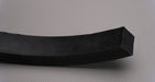 MOR rubber conveyor belt showing black top and black bottom, 1" thickness, both sides view