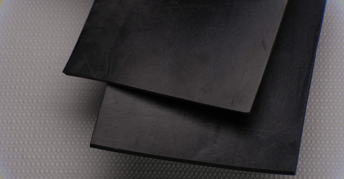  Alternate front and back side views of MOR rubber conveyor belt with 1/8 inch thickness, black color, top and bottom rubber.