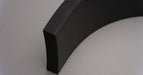 Side view showing the lateral thickness of MOR rubber conveyor belt with 3/4 inch thickness, black color, top and bottom rubber.