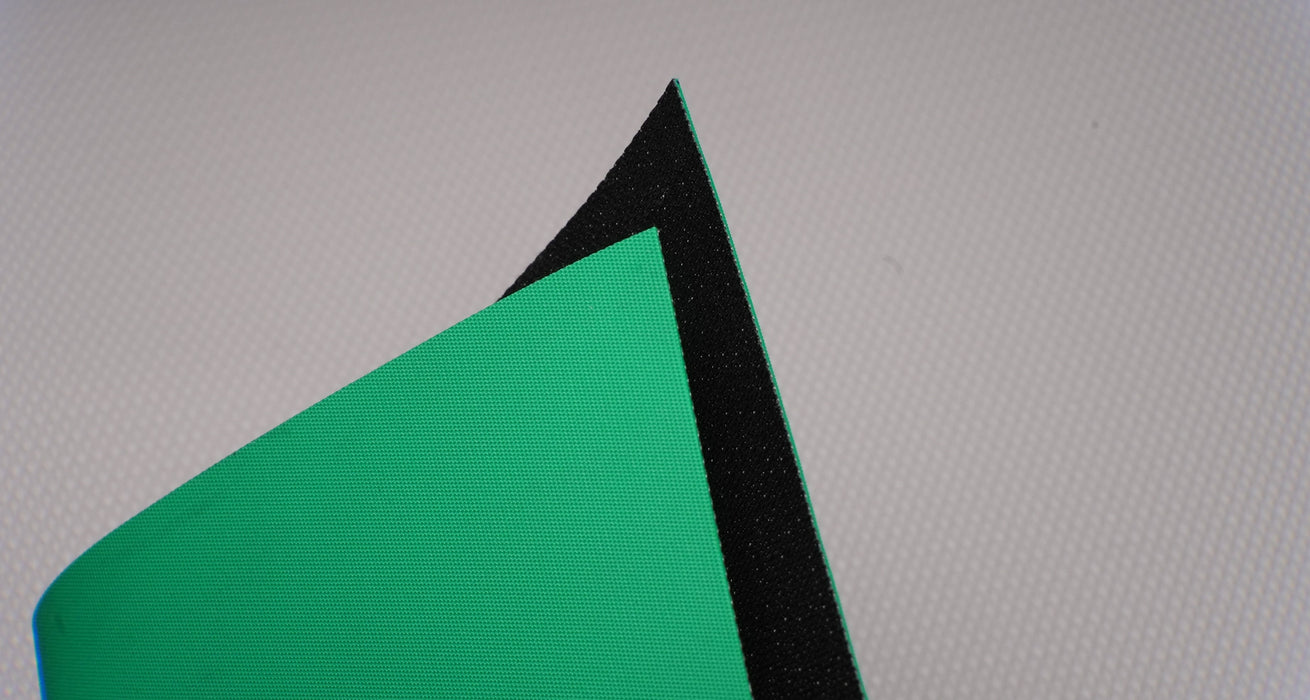 PU belt with green polyester top and black TPU bottom, 0.5mm thickness.