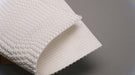 Alternate view showing both front and back sides of PU conveyor belt with 0.95mm thickness, white impregnated top and bottom colors.





