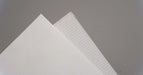 View showing both front and back sides of PU conveyor belt with 0.6mm thickness, white mat top color, and white fabric bottom color.