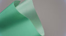"PU conveyor belt showing green impregnated top and bottom, 0.40mm thickness, both sides view