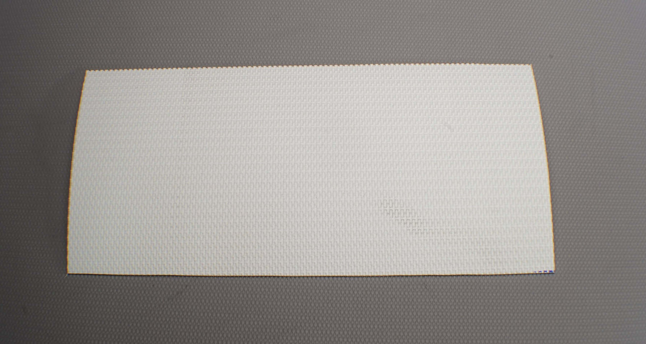 Front view of PU conveyor belt with white shallow rough top, 2.20mm thickness.