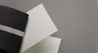 PU conveyor belt showing white shallow rough top and white fabric bottom, 2.20mm thickness, both sides view