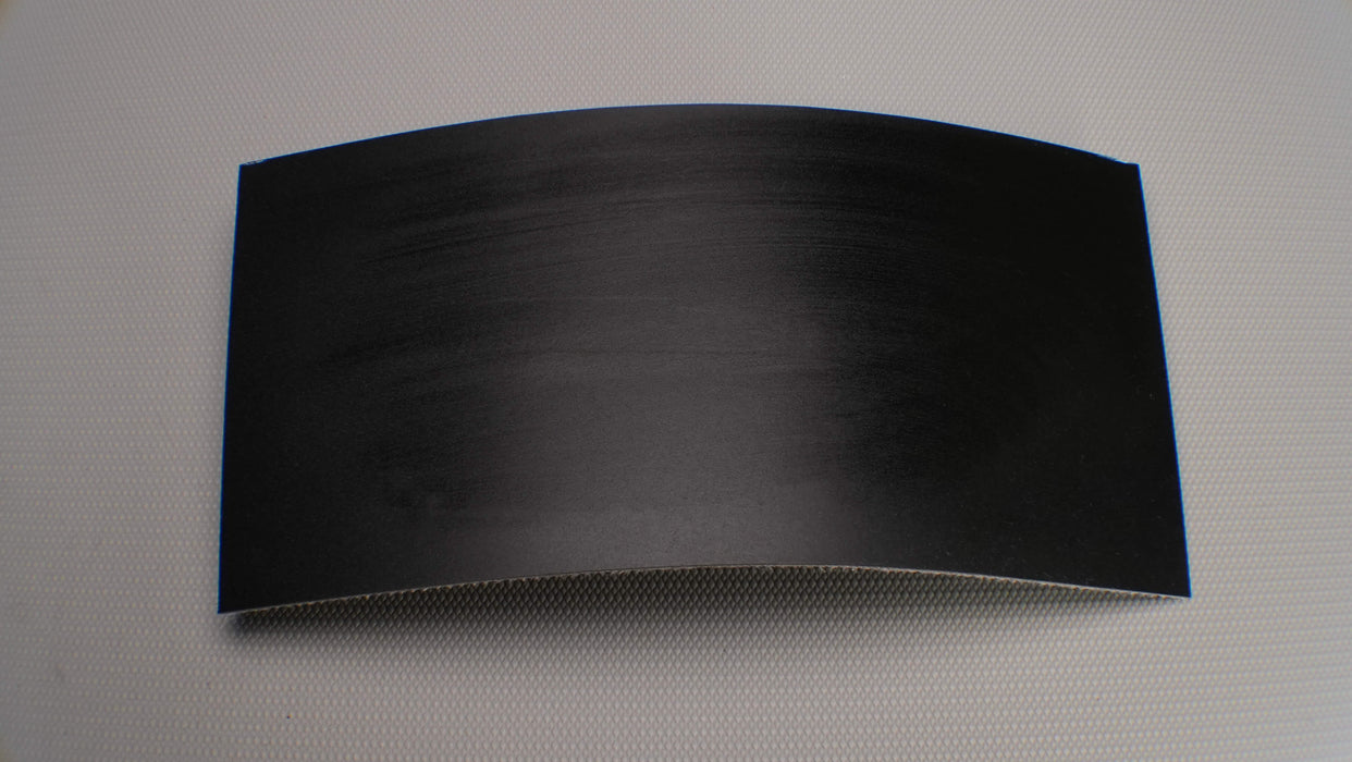 Front side view of PVC conveyor belt with 2mm thickness, black smooth top color.