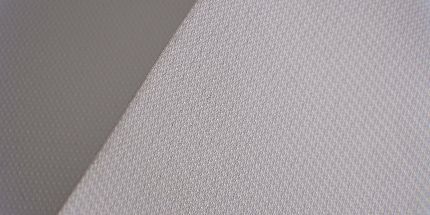 Top view of PVC conveyor belt showing grey snake skin surface, 2.2mm thickness.