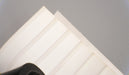 RMV conveyor belt showing both front and back sides, featuring a white meat-cleat top and fabric bottom, with a thickness of 0.25 inch.