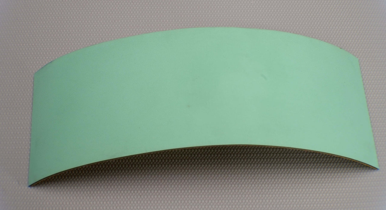 Side view of nylon conveyor belt featuring green diamond surfacing, 2mm thickness.
