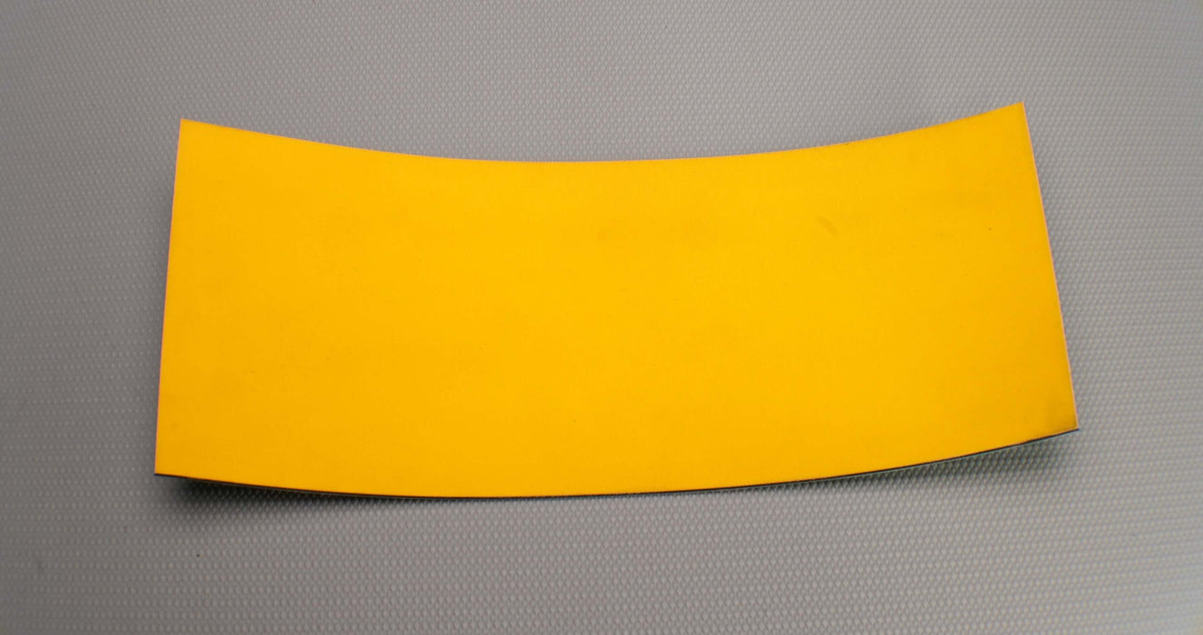 Side view of nylon conveyor belt featuring yellow diamond surfacing, 2mm thickness.
