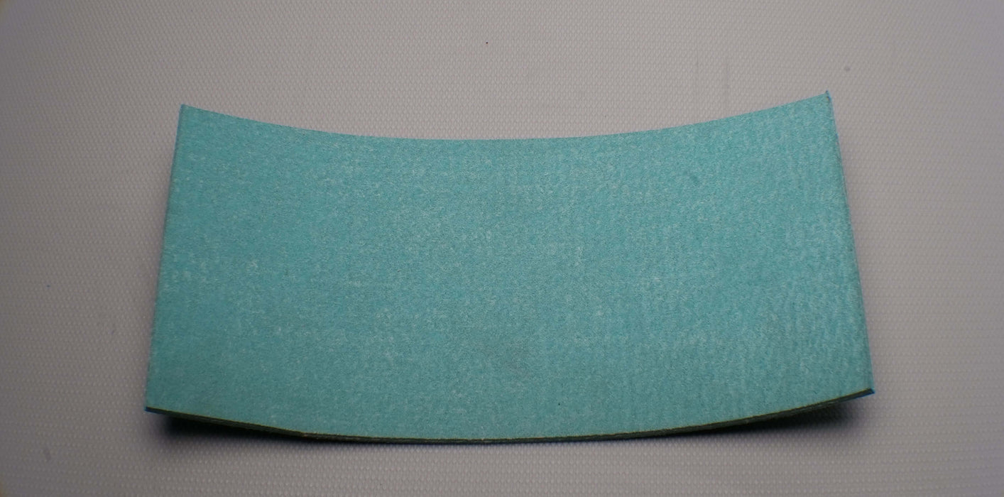 Top and front view of polyester (PET) fleece conveyor belt, 0.22" thickness, green color, impregnated fleece on both sides, 1 layer.
