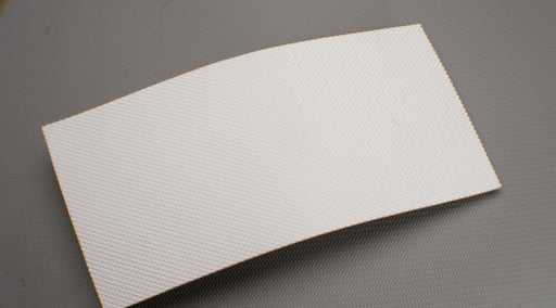 Bottom view of the polyester nitrile conveyor belt with white fabric material, 3/32 inch thickness.
