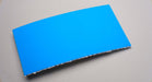 Front side of a PU conveyor belt with 0.20" thickness, featuring smooth top and fabric bottom. The belt is blue in color and made of polyurethane, with a strength of 1% elongation at 45.68 lbf/in.